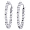 10K White Gold Diamond In & Out Hoops 0.98" Long Round Hinged Earrings 2 Ct.