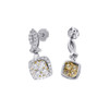 Diamond Earrings 14K White Gold Round Square Design Fashion Danglers 1.28 Tcw.