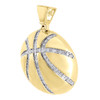 Diamond Basketball Pendant Sterling Silver Yellow Finish Sports Charm 0.55 Ct.