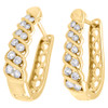 10K Yellow Gold Diamond Twisted Hoops Ladies Oval Braided Earrings 0.80" 0.50 CT