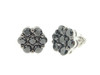 Mens Ladies 10K White Gold Flower Set Round Black Diamond Earrings Studs 2 Ct.