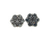 Mens Ladies 10K White Gold Flower Set Round Black Diamond Earrings Studs 2 Ct.