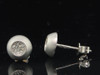 Diamond Domed Brushed Finish Earrings 10K white Gold Round Pave Studs 1/4 Tcw.