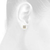 Diamond Square Kite Studs 10K Yellow Gold Round Pave Design Earrings 0.29 Tcw.