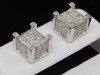 Diamond Cube Earrings 10K White Gold Mens Round Pave Square Shape Studs 0.77 Ct