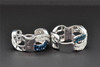 Blue Diamond Infinity Huggie Earrings 10K White Gold 1 Ct Round Cut