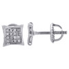 .925 Sterling Silver Pave Real Diamond Studs 6.65mm Mini Kite Earrings 0.10 Ct.