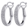 10K White Gold Genuine Round Diamond Pave Hoop Huggie Domed Earrings 0.24 ct.