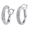 10K White Gold Genuine Round Diamond Pave Hoop Huggie Domed Earrings 0.24 ct.