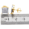 10K Yellow Gold Real Diamond Double Square Frame 9mm Earrings Pave Studs 1/2 CT.