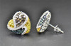 1.24 CT Blue, Brown & Yellow Diamond Heart Shape Studs 10K White Gold Earrings