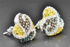 1.24 CT Blue, Brown & Yellow Diamond Heart Shape Studs 10K White Gold Earrings