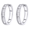 10K White Gold Round Diamond Channel Set 20mm Hinged Hoop Earrings 1 Ct.