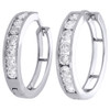 10K White Gold Round Diamond Channel Set 20mm Hinged Hoop Earrings 1 Ct.