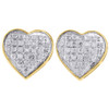 10K Yellow Gold Diamond Heart Studs Ladies 11.30mm Earrings Pave Set 0.17 Ct