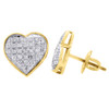 10K Yellow Gold Diamond Heart Studs Ladies 11.30mm Earrings Pave Set 0.17 Ct