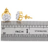 Diamond Flower Stud Earrings 14K Yellow Gold Round Cut Pave Design 1.05 Tcw.