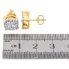 10K Yellow Gold Round Diamond Solitaire Look Flower Cluster Stud Earring 1.25 Ct