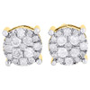10K Yellow Gold Round Diamond Solitaire Look Flower Cluster Stud Earring 1.25 Ct