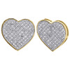 10K Yellow Gold Genuine Pave Diamond Heart Studs Ladies 14.25mm Earrings 0.50 Ct