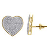 10K Yellow Gold Genuine Pave Diamond Heart Studs Ladies 14.25mm Earrings 0.50 Ct