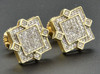 Diamond Studs Square Shape 4 Point Mens Ladies 10K Yellow Gold Earrings 0.30 Ct.