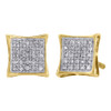 10K Yellow Gold Genuine Diamond Pave Studs Small 7.70mm Kite Earrings 0.17 Ct.