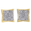 10K Yellow Gold Genuine Diamond Pave Studs Small 7.70mm Kite Earrings 0.17 Ct.