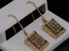 14K LADIES YELLOW GOLD 1 CT CHAMPAGNE BROWN PRINCESS CUT DIAMOND DANGLE EARRINGS