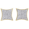 10K Yellow Gold Genuine Diamond Kite Studs Pave Set 11.75mm Earrings 0.38 Ct.