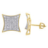 10K Yellow Gold Genuine Diamond Kite Studs Pave Set 11.75mm Earrings 0.38 Ct.