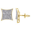 10K Yellow Gold Genuine Diamond Kite Studs Pave Set 10.70mm Earrings 0.33 Ct.