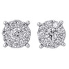 14K White Gold Solitaire Accent 8.25mm Round Diamond Flower Stud Earrings 1 Ct.