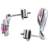 Diamond Teardrop Created Pink Sapphire Dangle Earrings 10K White Gold 3.20 Tcw