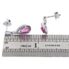 Diamond Teardrop Created Pink Sapphire Dangle Earrings 10K White Gold 3.20 Tcw