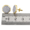 Diamond Octagon Earrings 10K Yellow Gold Round Cut Pave Design Studs 0.42 Tcw.