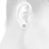 Diamond Octagon Earrings 10K Yellow Gold Round Cut Pave Design Studs 0.42 Tcw.