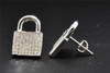 Diamond Studs 10K White Gold Round Cut 0.58 Ct Lock Earrings