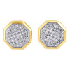 Diamond Octagon Studs 10K Yellow Gold Round Cut Fashion Pave Earrings 0.13 Tcw.