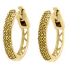 10K Yellow Gold Yellow Diamond Hoops Huggie 0.55" Ladies Pave Earrings 0.30 Ct.