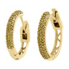 10K Yellow Gold Yellow Diamond Hoops Huggie 0.55" Ladies Pave Earrings 0.30 Ct.