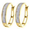 10K Yellow Gold Pave Set Round Diamond 3.6mm Hinged Hoop Earrings 0.20 Ct.