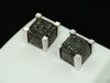 Black Diamond Cube Earrings Mens 10K White Gold Round Cut 3D Design Studs 1 Tcw.