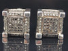 Black Diamond Cube Earrings Mens 10K White Gold Round Cut 3D Design Studs 1 Tcw.