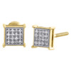 10K Yellow Gold Pave Set Diamond Square Studs Mini 6mm 4 Prong Earrings 0.10 Ct.