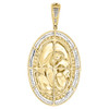 10K Yellow Gold Diamond Mother Mary & Baby Jesus Pendant Oval Pave Charm 1/2 Ct.