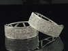 Ladies .925 Sterling Silver Designer Diamond Earrings Studs Huggies Hoops .91 Ct