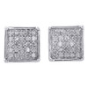 .925 Sterling Silver Diamond Studs Mini 7.20mm 4 Prong Square Earrings 0.17 Ct.