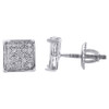 .925 Sterling Silver Diamond Studs Mini 7.20mm 4 Prong Square Earrings 0.17 Ct.