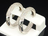 Ladies 14K White Gold In & Out White Diamond Danglers Hoops Earrings 3.02 Ct.